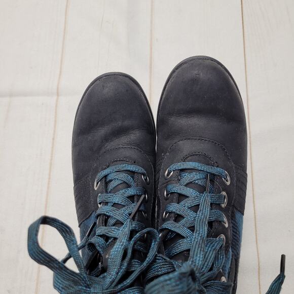 Sorel Lexie wedge boots black blue plaid waterproof - Picture 4 of 8